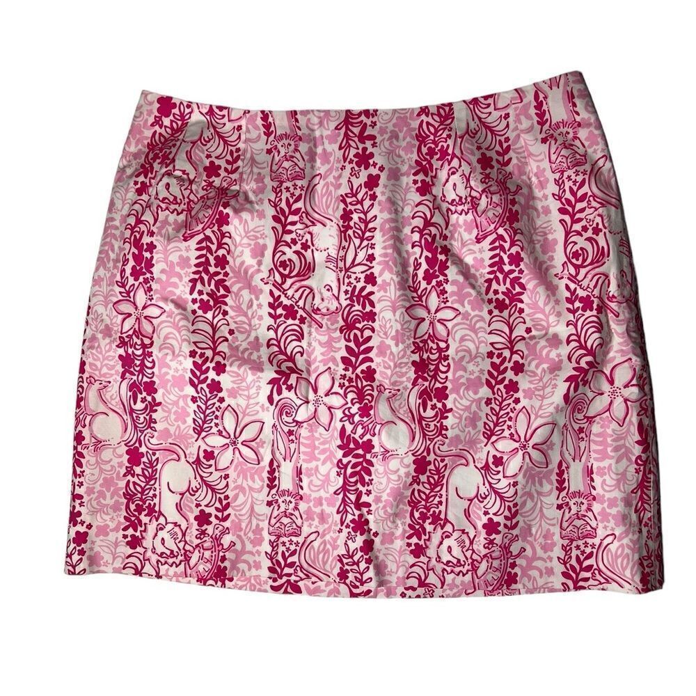 Lilly Pulitzer Vintage Boardwalk Cafe Print Pink Mini Skirt size 4